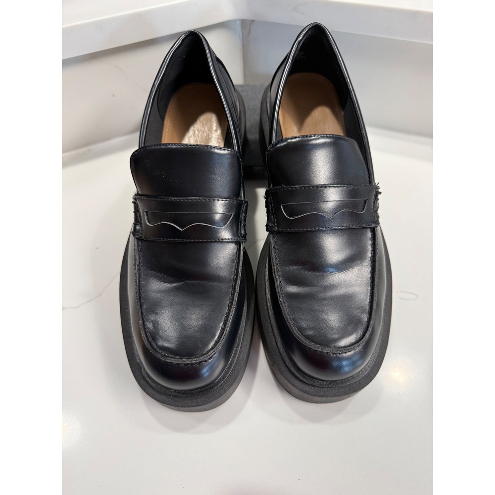 H&M Womens Black Platform Penny Loafers Chunky Lug Sole 0988652 Size 9.5 41
